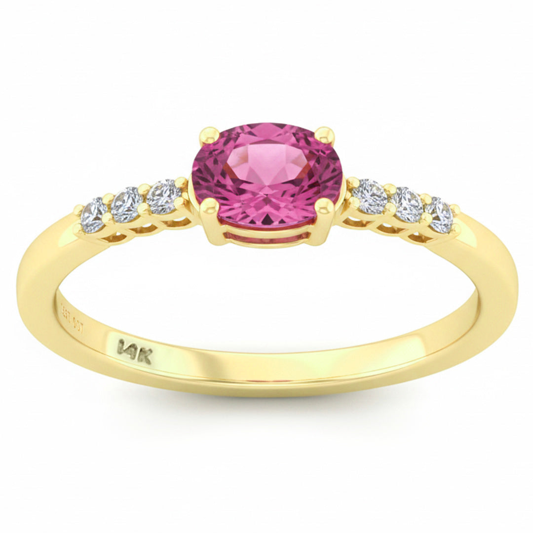 SPECIAL! .8ct G SI 14kt Yellow Gold Diamond & Pink Sapphire Gemstone Ring Size 6.5