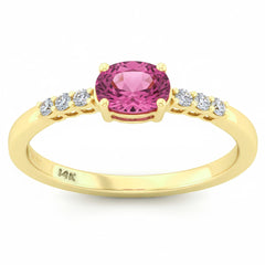 SPECIAL! .8ct G SI 14kt Yellow Gold Diamond & Pink Sapphire Gemstone Ring Size 6.5