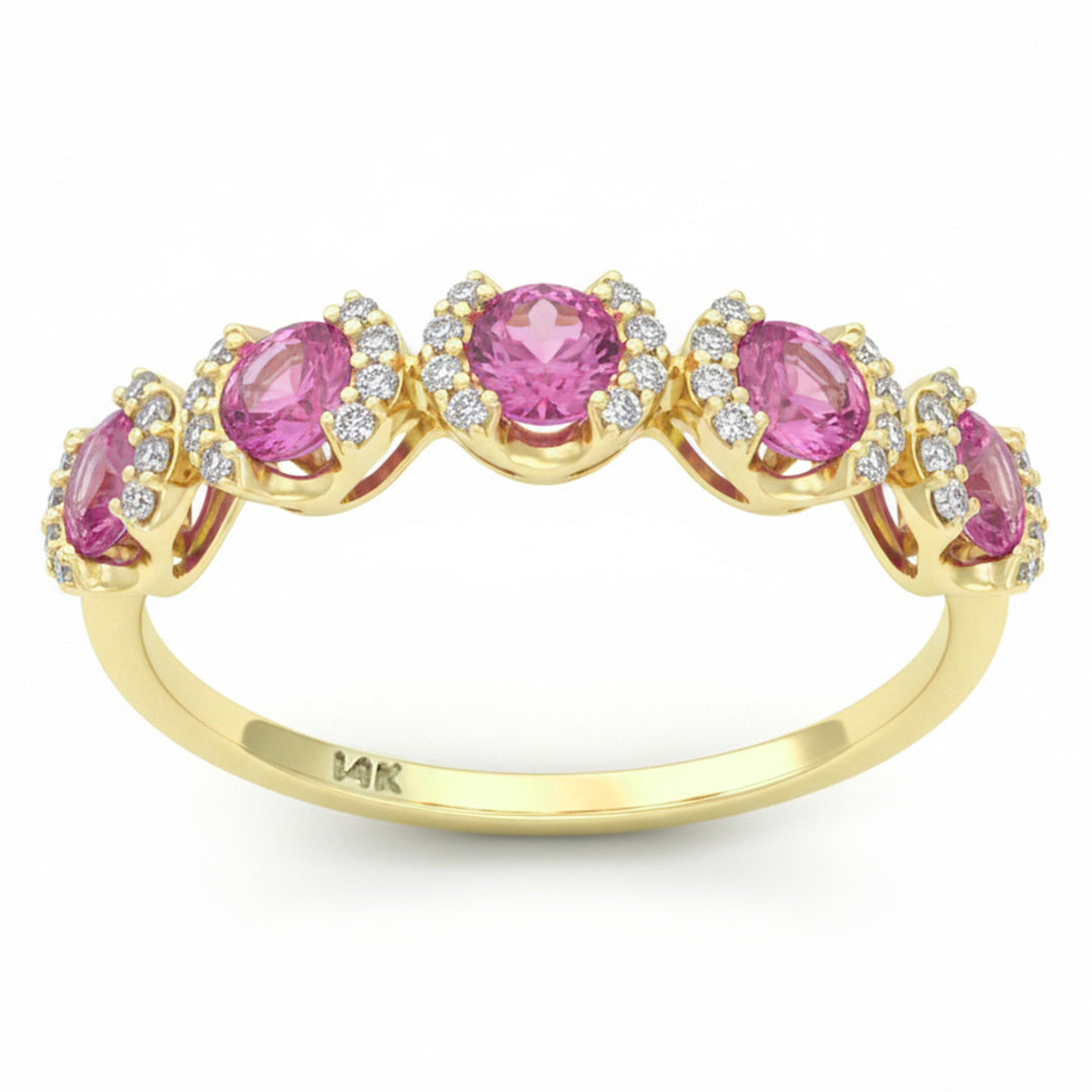 SPECIAL! 1.06ct G SI 14kt Yellow Gold Diamond & Pink Sapphire Gemstone Ring Size 6.5