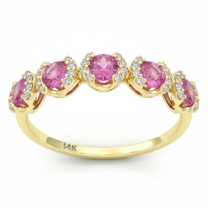SPECIAL! 1.06ct G SI 14kt Yellow Gold Diamond & Pink Sapphire Gemstone Ring Size 6.5