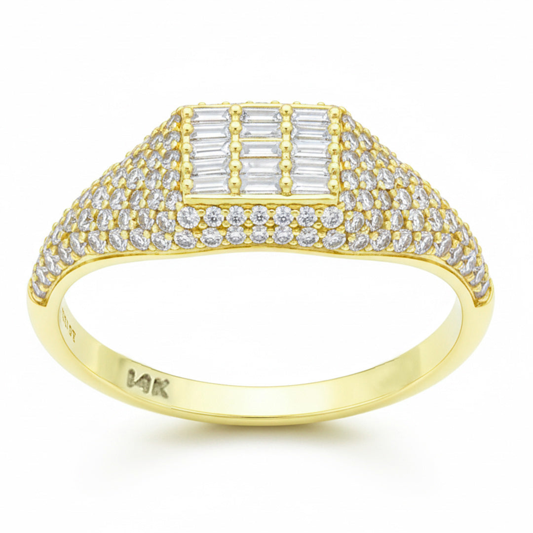SPECIAL! .68ct G SI 14kt Yellow Gold Round & Baguette Diamond Ring Size 6.5