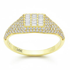 SPECIAL! .68ct G SI 14kt Yellow Gold Round & Baguette Diamond Ring Size 6.5
