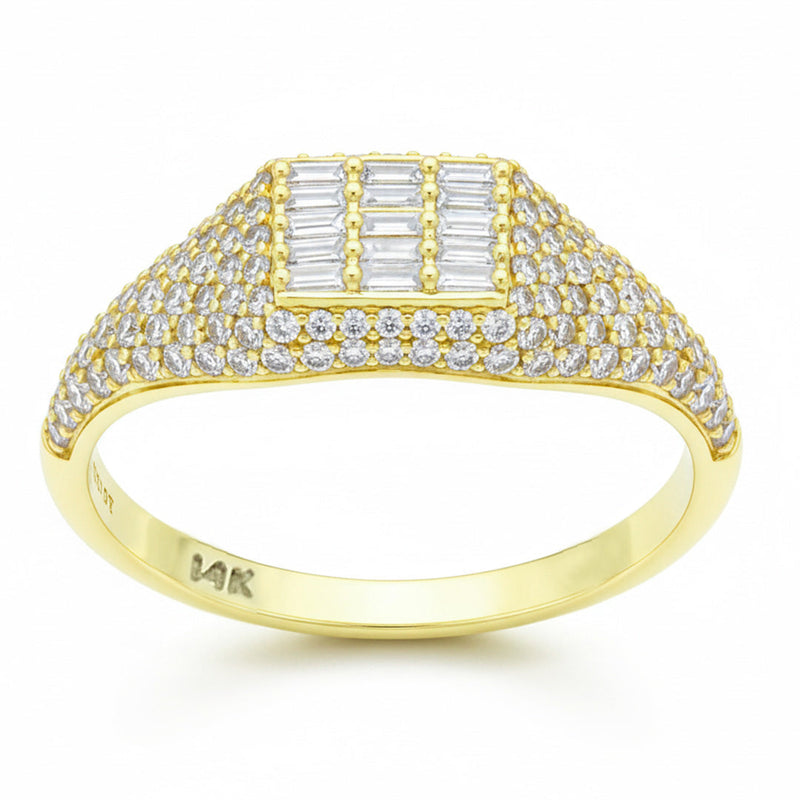 SPECIAL! .68ct G SI 14kt Yellow Gold Round & Baguette Diamond Ring Size 6.5