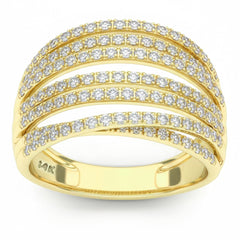 SPECIAL! .82ct G SI 14kt Yellow Gold Diamond Modern Wide Multi Band Ring Size 6.5