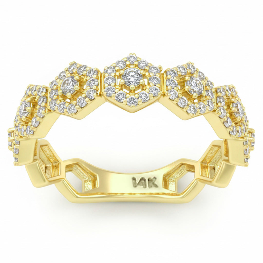 SPECIAL! .56ct G SI 14kt Yellow Gold Geometric Shape Diamond Band Ring Size 6.5
