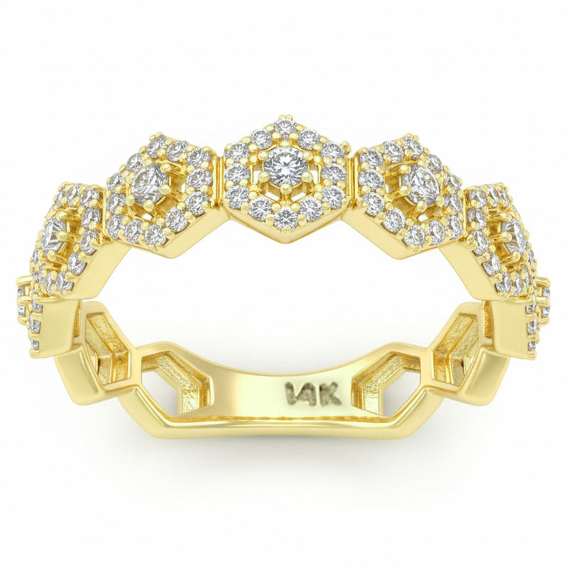 SPECIAL! .56ct G SI 14kt Yellow Gold Geometric Shape Diamond Band Ring Size 6.5