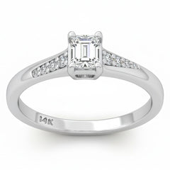 SPECIAL! .25ct G SI 14kt White Gold Emerald Cut Diamond Soliatire Promise Ring Size 6.5