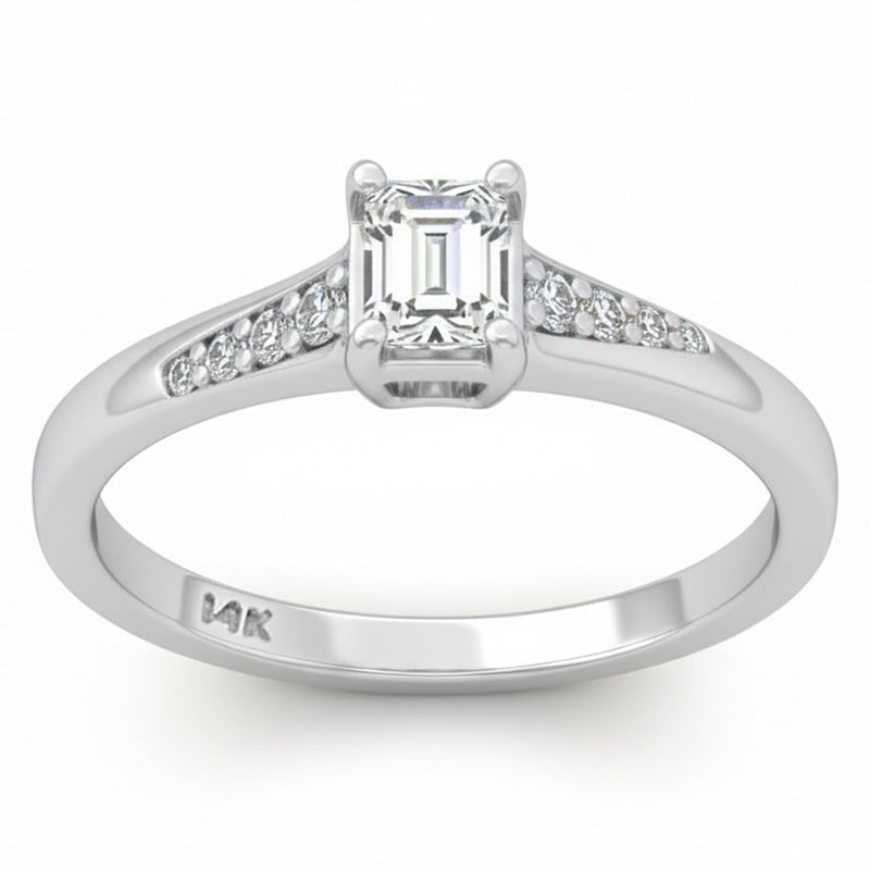 SPECIAL! .25ct G SI 14kt White Gold Emerald Cut Diamond Soliatire Promise Ring Size 6.5