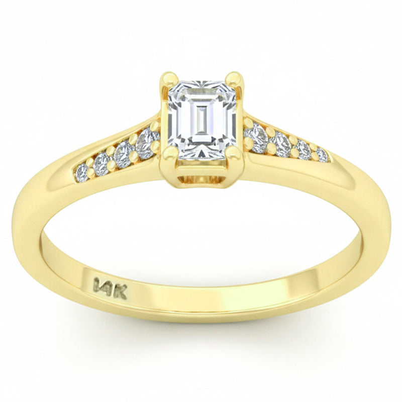 SPECIAL! .25ct G SI 14kt Yellow Gold Emerald Cut Diamond Solitaire Promise Ring Size 6.5