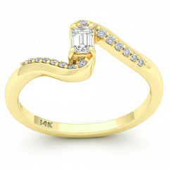 SPECIAL! .28ct G SI 14kt Yellow Gold Diamond Wave Design Promise Engagement Ring Size 6.5