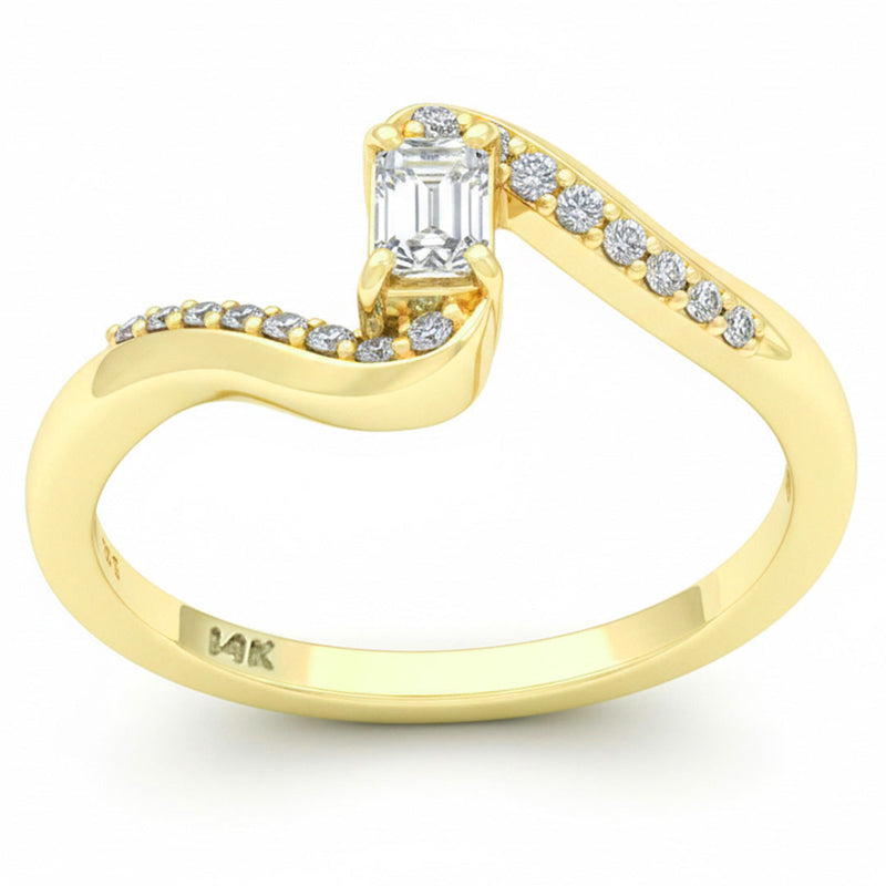 SPECIAL! .28ct G SI 14kt Yellow Gold Diamond Wave Design Promise Engagement Ring Size 6.5