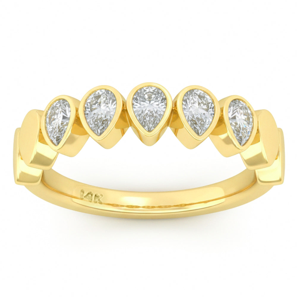 SPECIAL! .54ct G SI 14kt Yellow Gold Diamond Bezel Set Band Ring Size 6.5