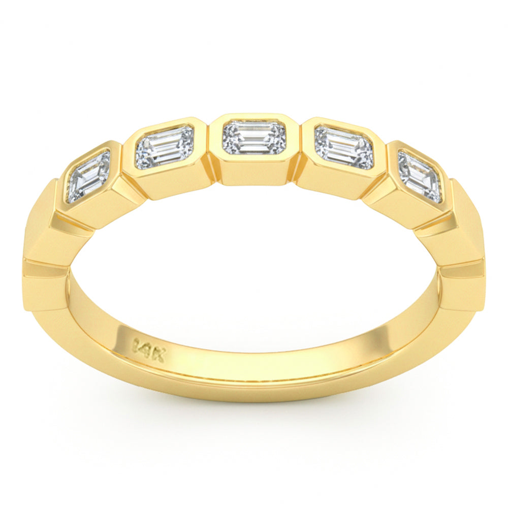 SPECIAL! .48ct G SI 14kt Yellow Gold Diamond Bezel Set Band Ring Size 6.5
