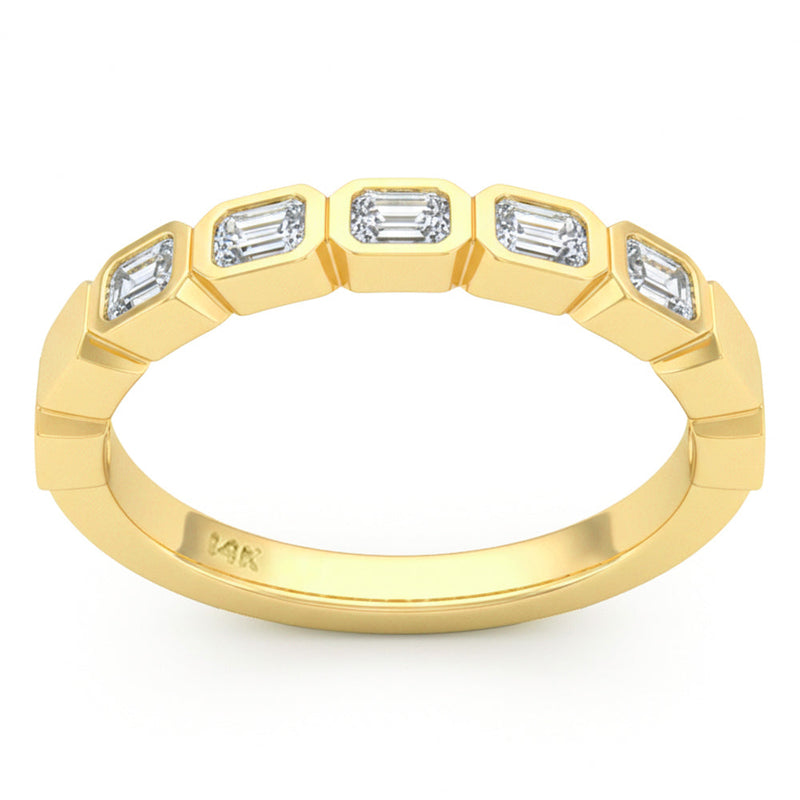 SPECIAL! .48ct G SI 14kt Yellow Gold Diamond Bezel Set Band Ring Size 6.5