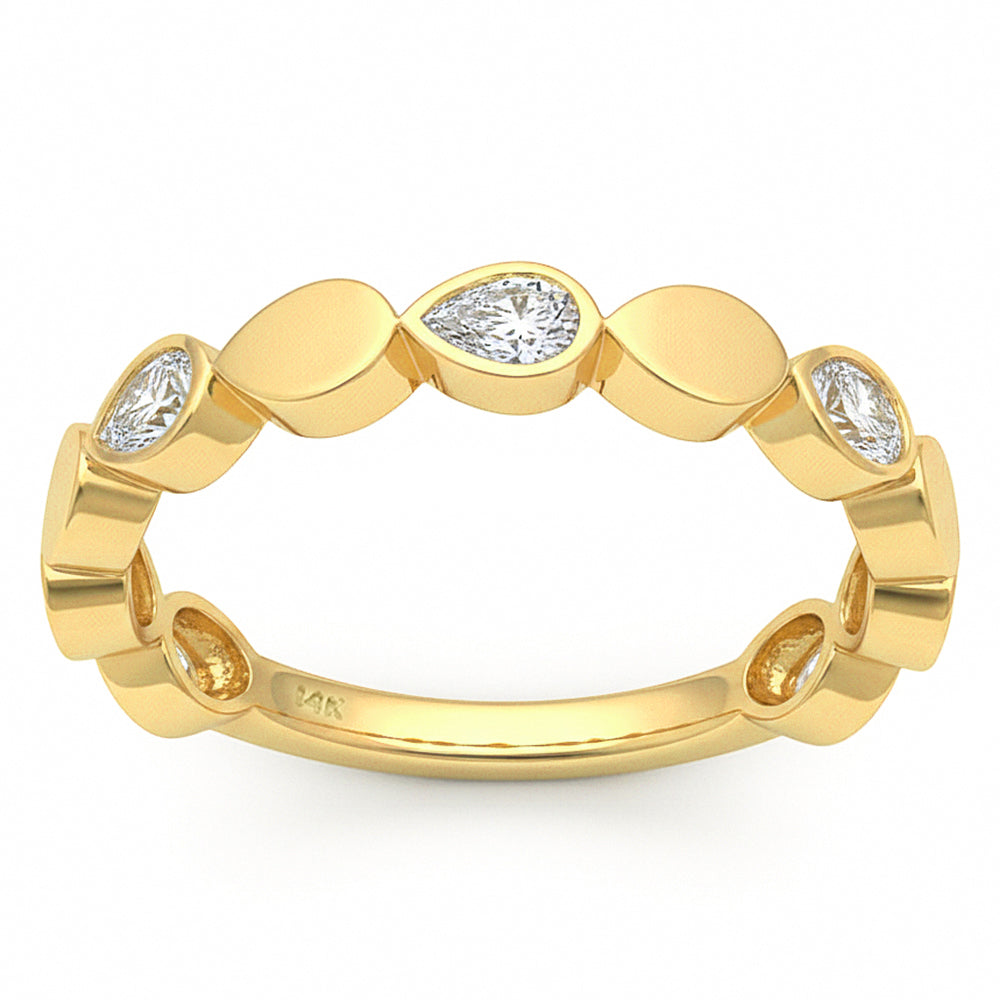 SPECIAL! .38ct G SI 14kt Yellow Gold Diamond Bezel Set Band Ring Size 6.5