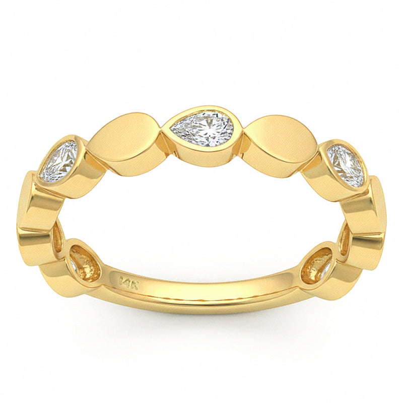 SPECIAL! .38ct G SI 14kt Yellow Gold Diamond Bezel Set Band Ring Size 6.5