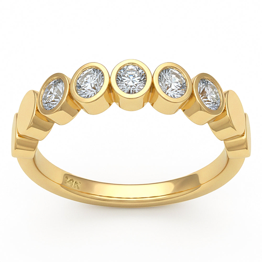 SPECIAL! .49ct G SI 14kt Yellow Gold Oval Diamond Bezel Set Band Ring Size 6.5