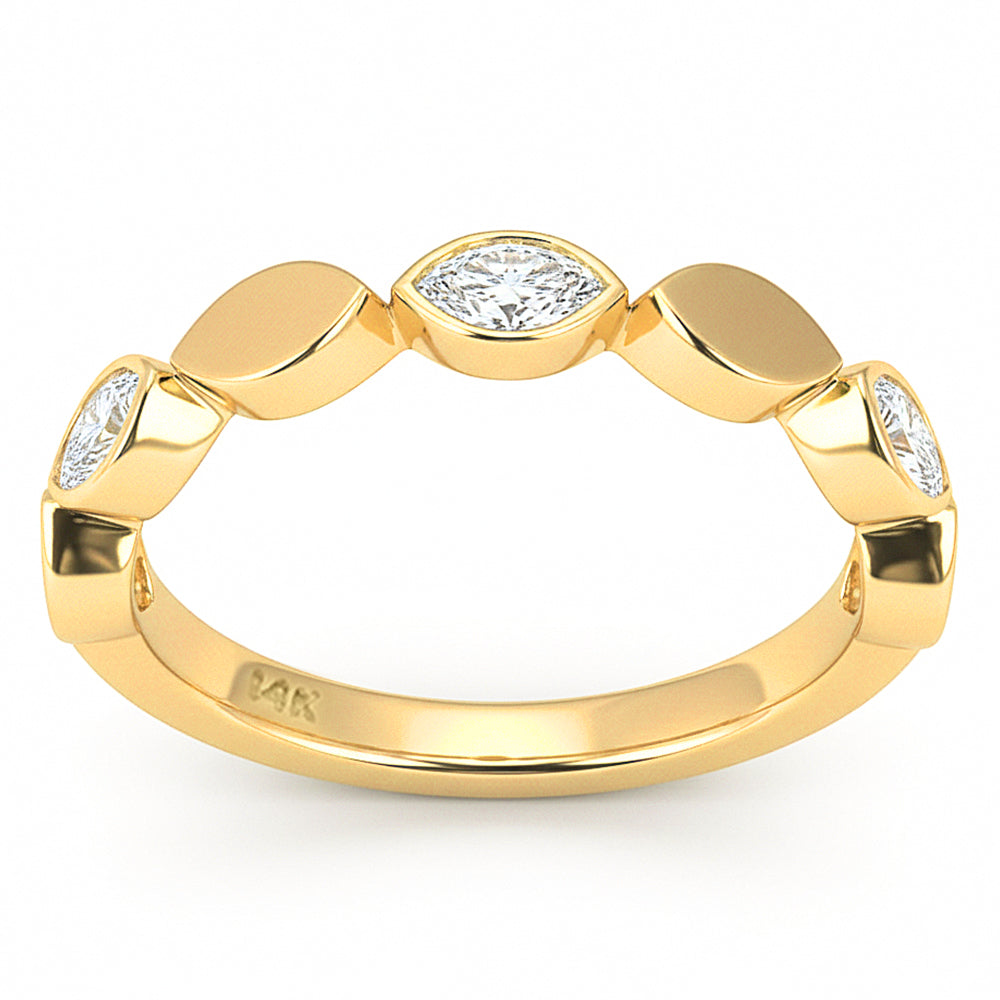 SPECIAL! .35ct G SI 14kt Yellow Gold Diamond Bezel Set Band Ring Size 6.5