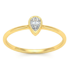 .20ct G SI 14kt Yellow Gold Pear Diamond Bezel Set Solitaire Ring Size 6.5