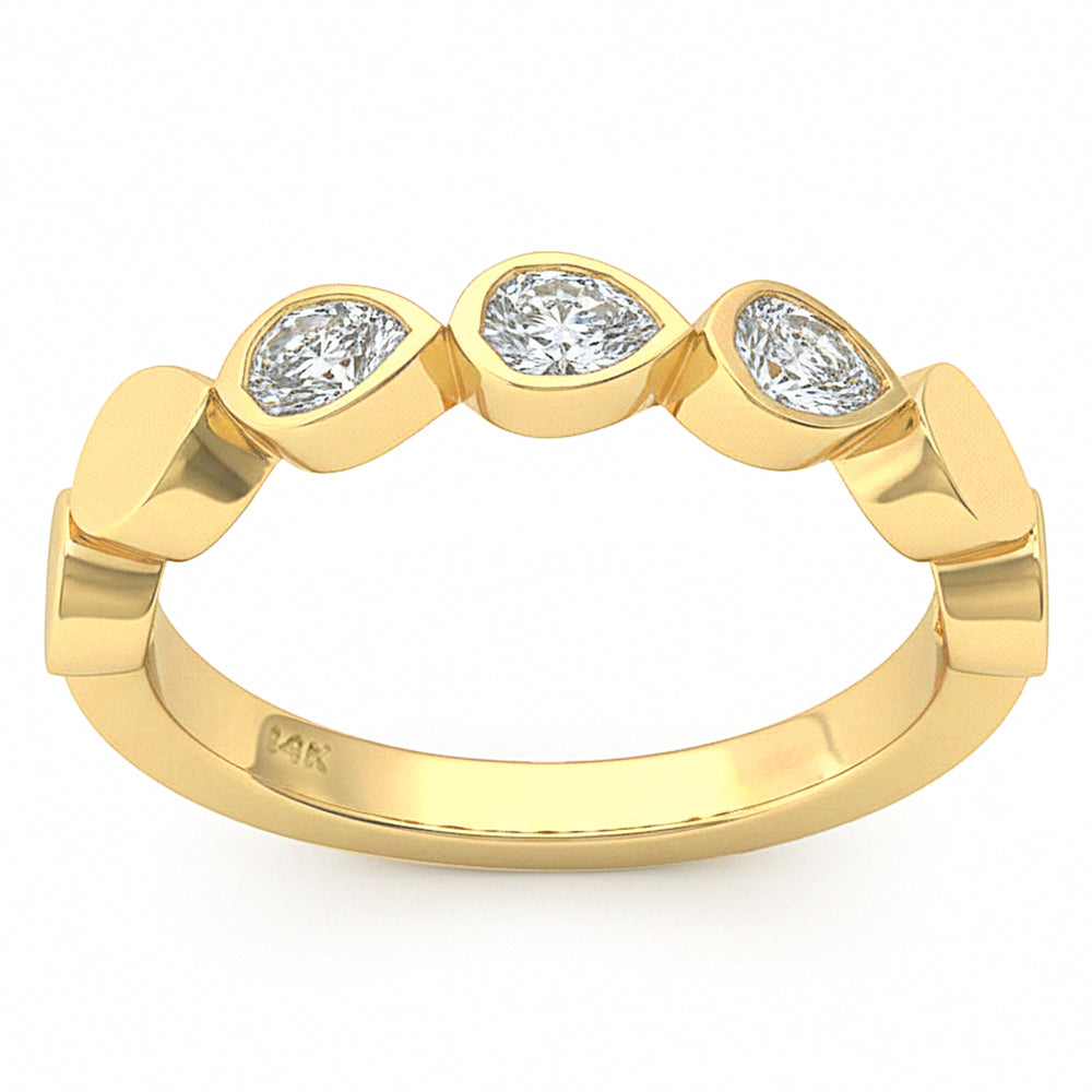 SPECIAL! .38ct G SI 14kt Yellow Gold Diamond Bezel Set Band Ring Size 6.5