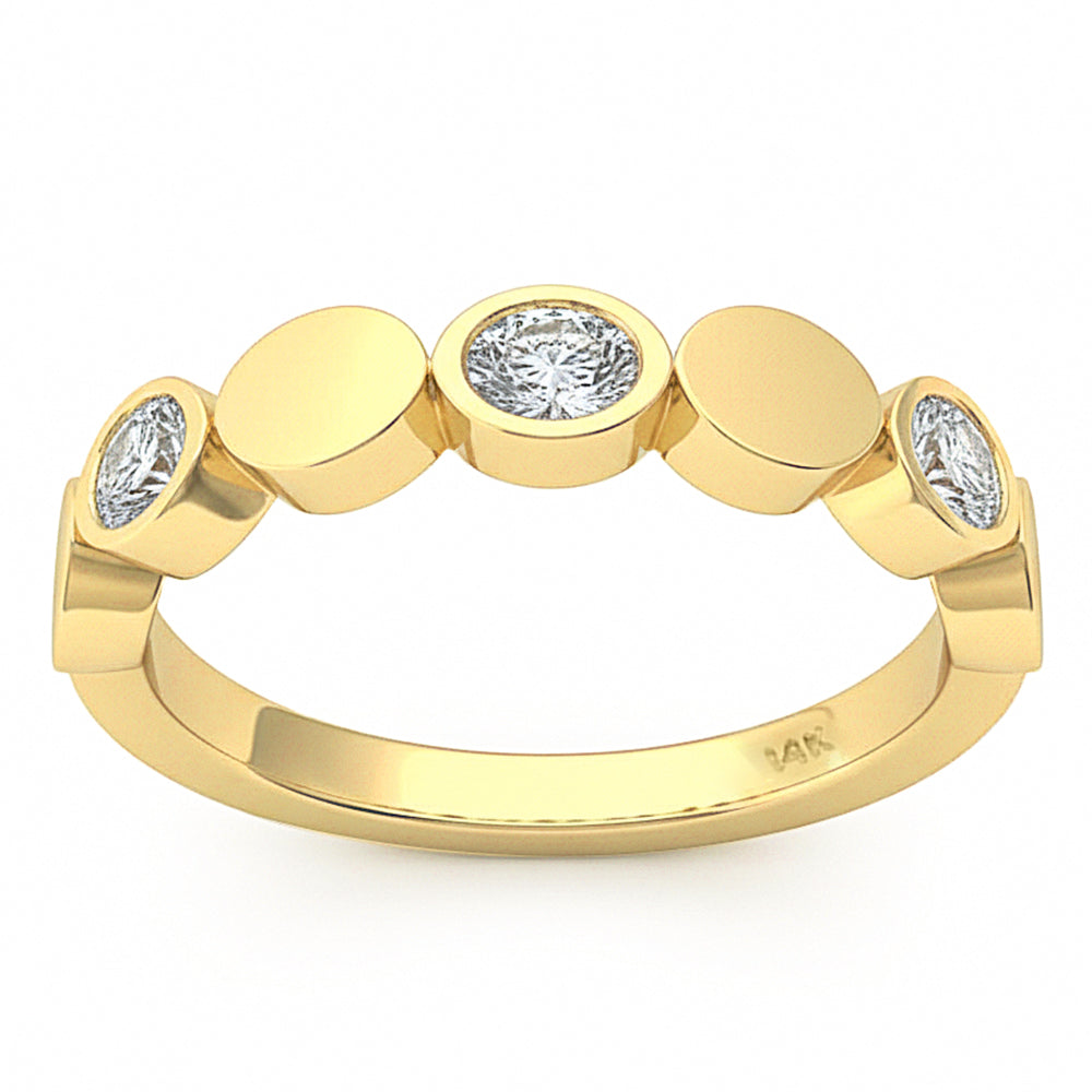 SPECIAL! .32ct G SI 14kt Yellow Gold Diamond Bezel Set Band Ring Size 6.5