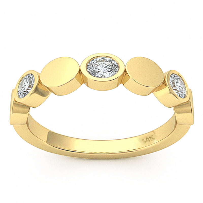 SPECIAL! .32ct G SI 14kt Yellow Gold Diamond Bezel Set Band Ring Size 6.5