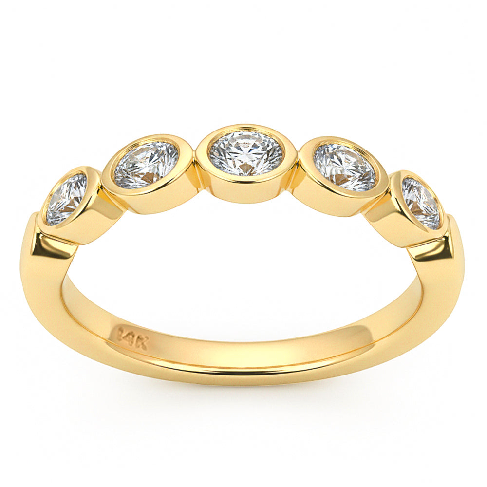 SPECIAL! .52ct G SI 14kt Yellow Gold Diamond Bezel Set Band Ring Size 6.5