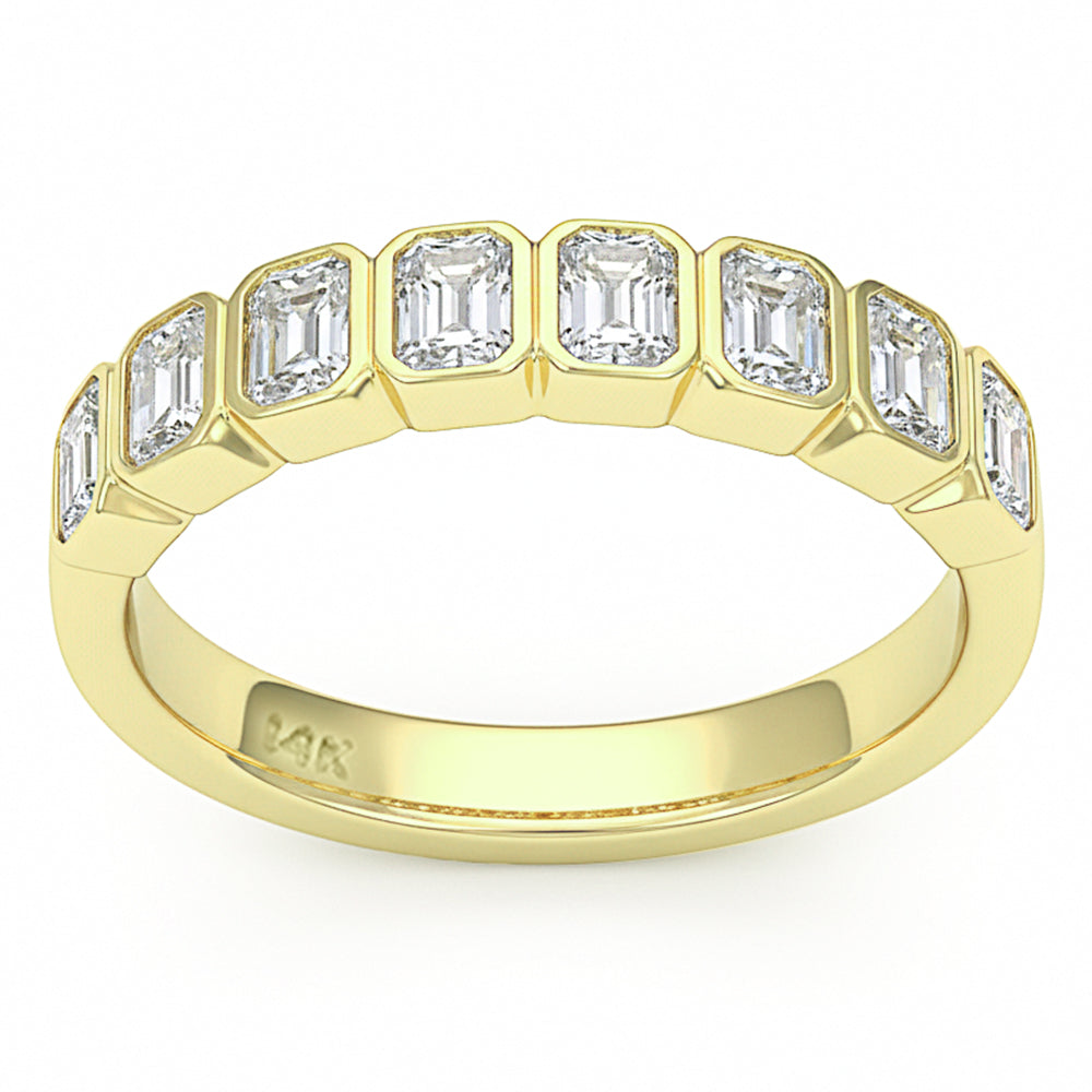 1.07ct G SI 14kt Yellow Gold Diamond Bezel Set Eternity Band Ring Size 7