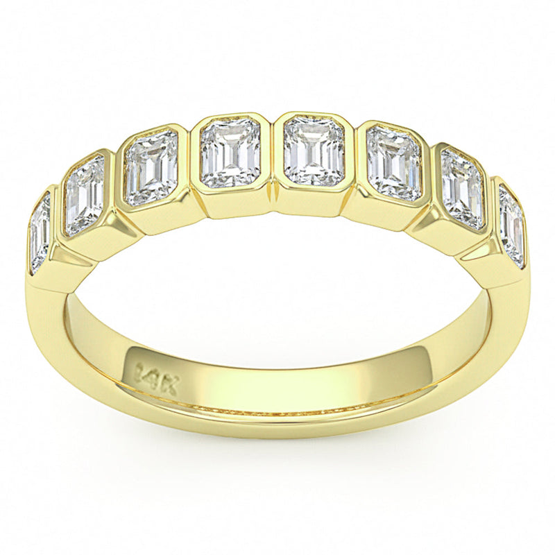 1.07ct G SI 14kt Yellow Gold Diamond Bezel Set Eternity Band Ring Size 7