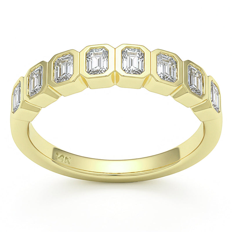 1.04ct G SI 14kt Yellow Gold Diamond Bezel Set Eternity Band Ring Size 6.5