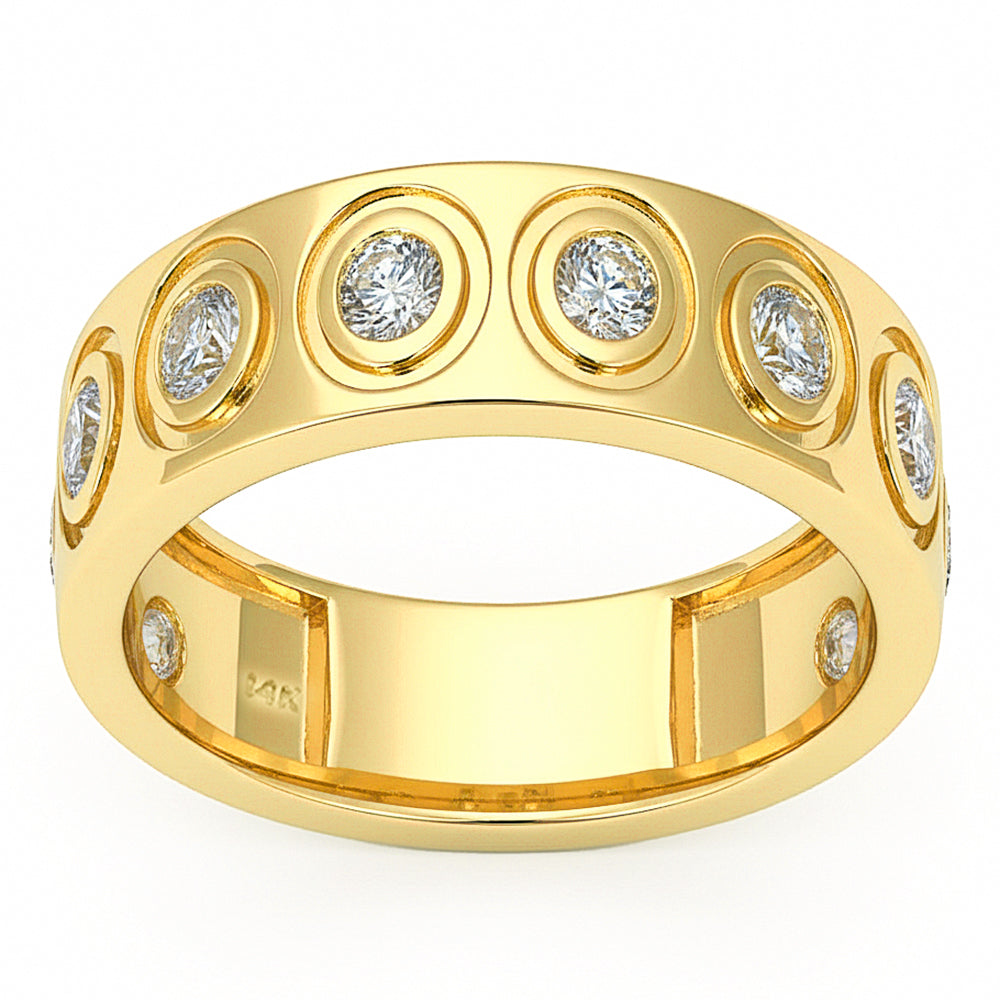 SPECIAL! .75ct G SI 14kt Yellow Gold Diamond Bezel Set Band Ring Size 6.5