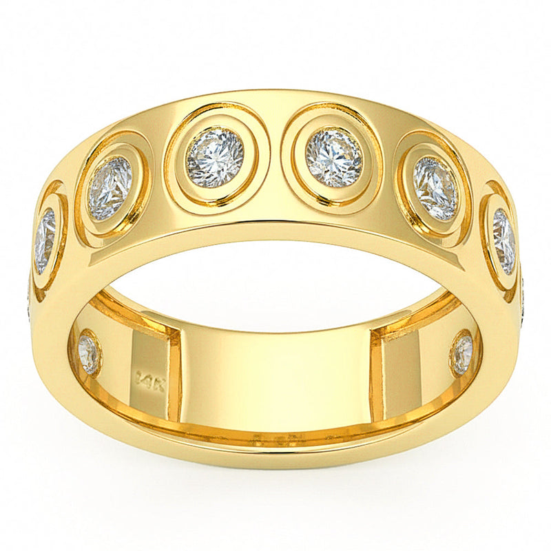SPECIAL! .75ct G SI 14kt Yellow Gold Diamond Bezel Set Band Ring Size 6.5