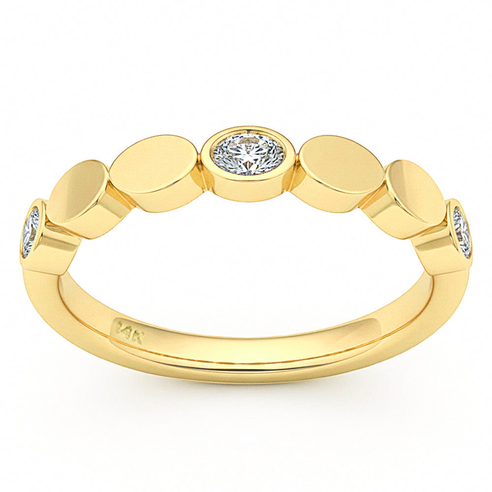 SPECIAL! .24ct G SI 14kt Yellow Gold Diamond Bezel Set Band Ring Size 6.5