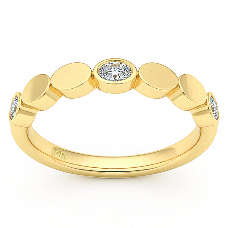 SPECIAL! .24ct G SI 14kt Yellow Gold Diamond Bezel Set Band Ring Size 6.5
