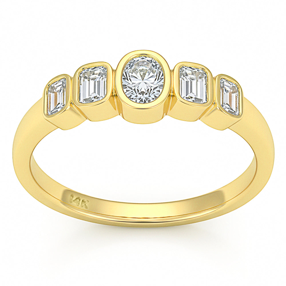 SPECIAL! .66ct G SI 14kt Yellow Gold Diamond Bezel Set Band Ring Size 6.5