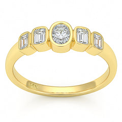 SPECIAL! .66ct G SI 14kt Yellow Gold Diamond Bezel Set Band Ring Size 6.5
