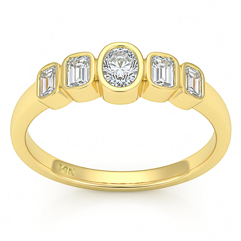 SPECIAL! .66ct G SI 14kt Yellow Gold Diamond Bezel Set Band Ring Size 6.5