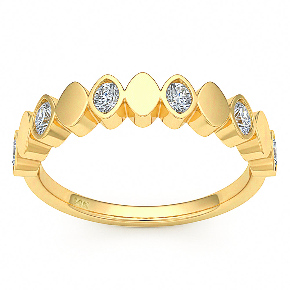 SPECIAL! .43ct G SI 14kt Yellow Gold Diamond Bezel Set Band Ring Size 6.5