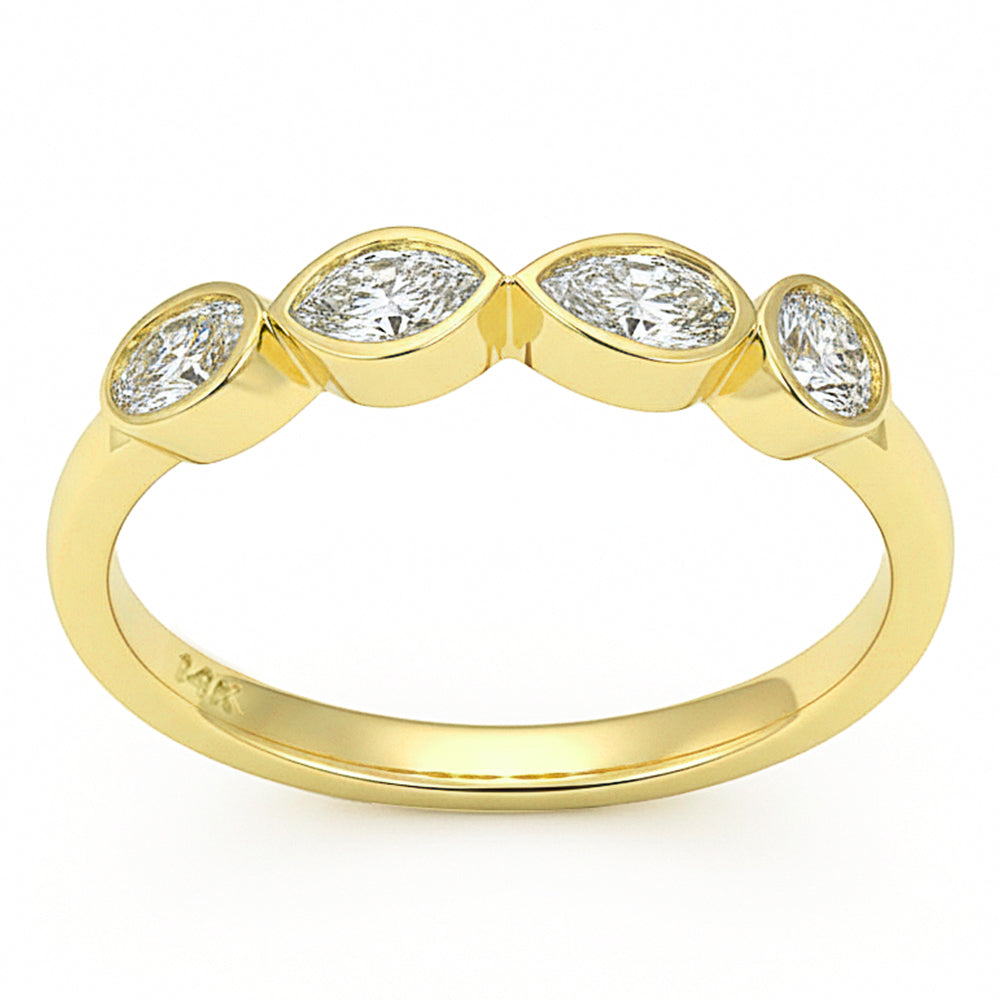 SPECIAL! .46ct G SI 14kt Yellow Gold Diamond Bezel Set Band Ring Size 6.5