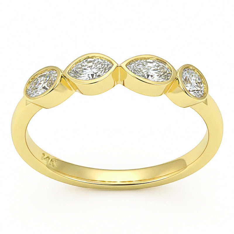 SPECIAL! .46ct G SI 14kt Yellow Gold Diamond Bezel Set Band Ring Size 6.5