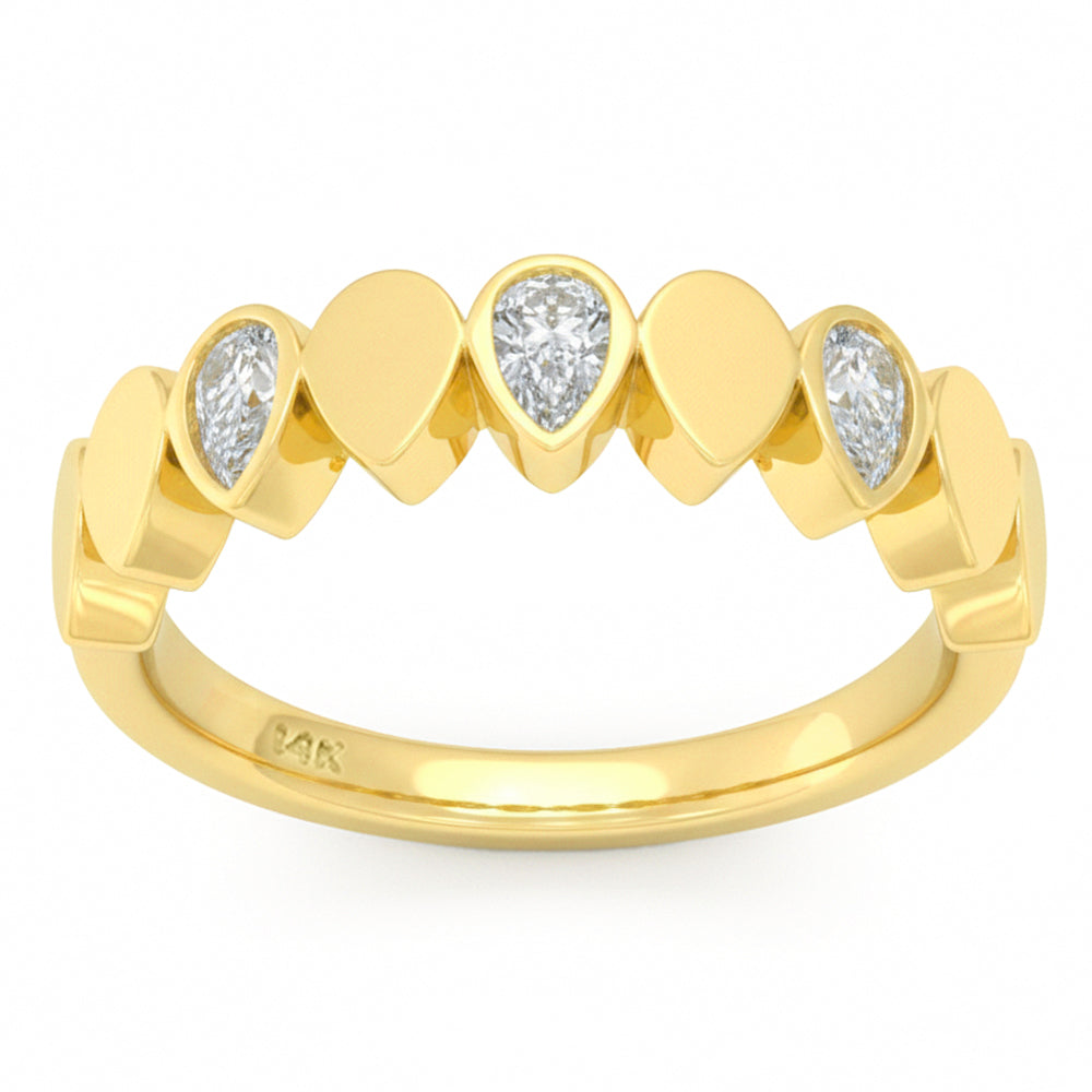 SPECIAL! .27ct G SI 14kt Yellow Gold Diamond Bezel Set Band Ring Size 6.5