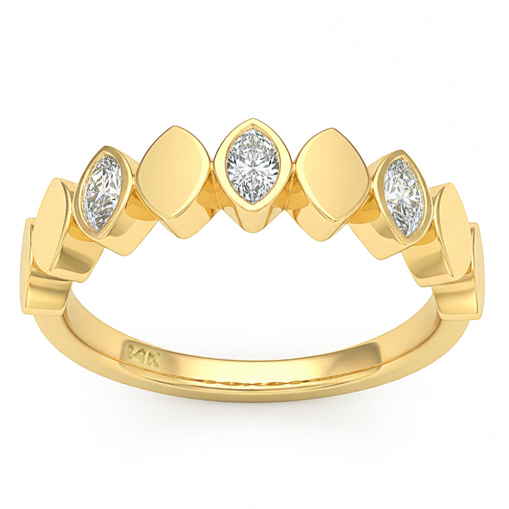 SPECIAL! .32ct G SI 14kt Yellow Gold Diamond Bezel Set Band Ring Size 6.5