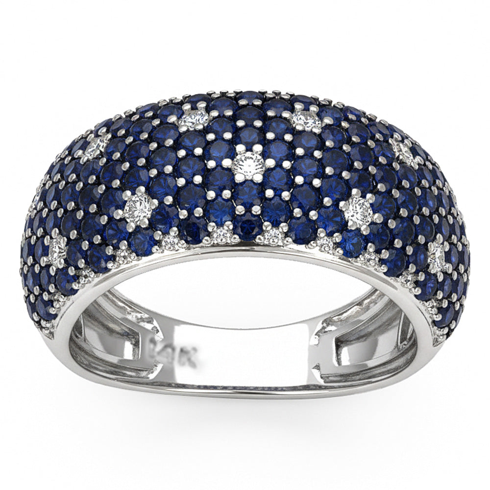 SPECIAL! 2.37ct G SI 14kt White Gold Diamond & Blue Sapphire Gemstone Ring Size 6.5