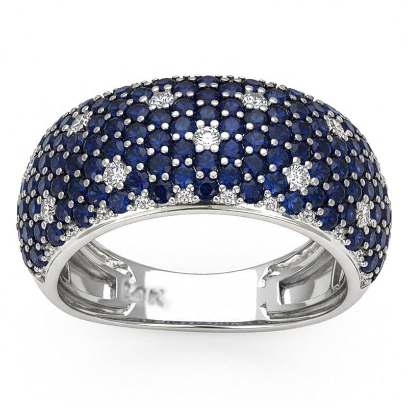 SPECIAL! 2.37ct G SI 14kt White Gold Diamond & Blue Sapphire Gemstone Ring Size 6.5