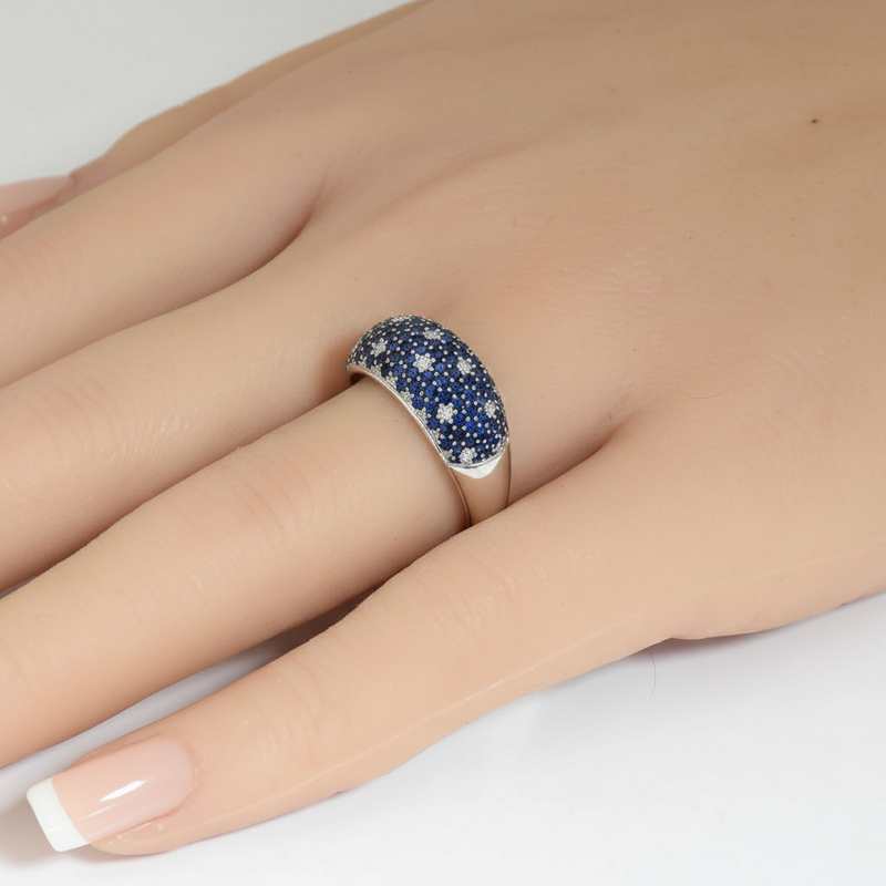 SPECIAL! 2.37ct G SI 14kt White Gold Diamond & Blue Sapphire Gemstone Ring Size 6.5
