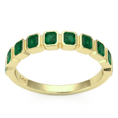 SPECIAL! .71ct G SI 14kt Yellow Gold Emerald Bezel Set Gemstone Ring Size 6.5