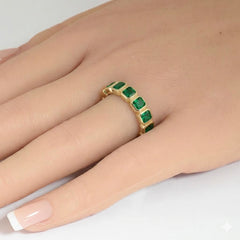 SPECIAL! .71ct G SI 14kt Yellow Gold Emerald Bezel Set Gemstone Ring Size 6.5
