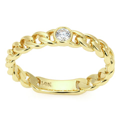 SPECIAL! .07ct G SI 14kt Yellow Gold Diamond Bezel Set Cuban Ring Size 6.5