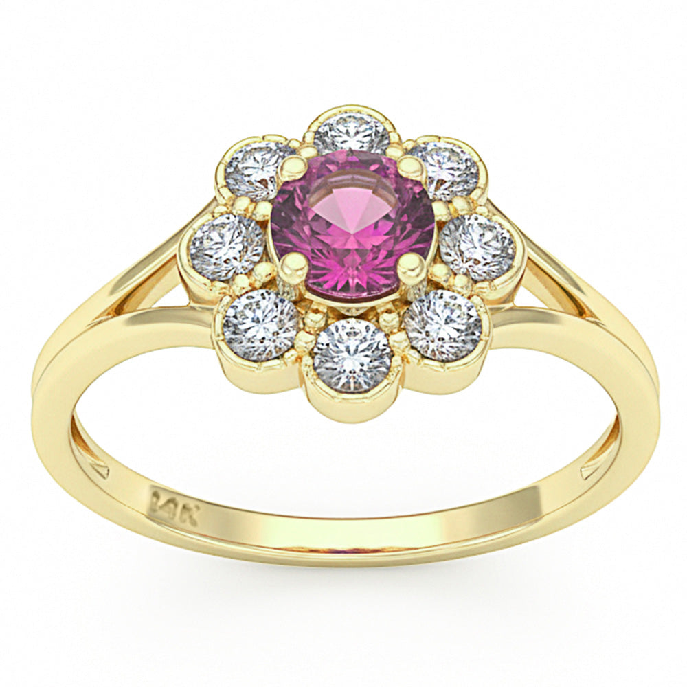 SPECIAL! .80ct G SI 14kt Yellow Gold Diamond & Pink Sapphire Gemstone Ring Size 6.5