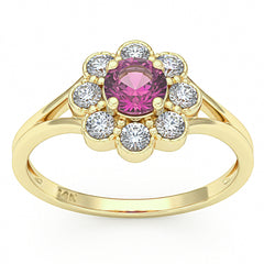 SPECIAL! .80ct G SI 14kt Yellow Gold Diamond & Pink Sapphire Gemstone Ring Size 6.5